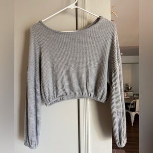 Altar'd State Textured Gray Knit Crop Top